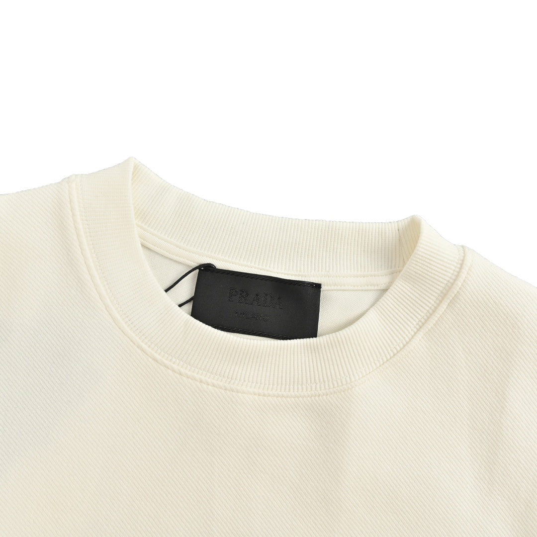 25SS Round neck sweatshirt with triangle logo on the side