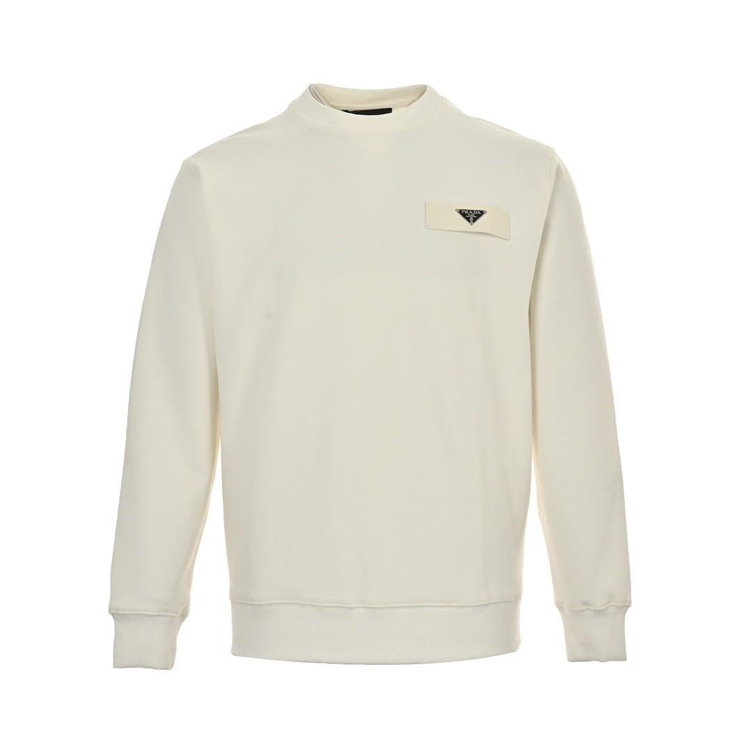 25SS Round neck sweatshirt with triangle logo on the side