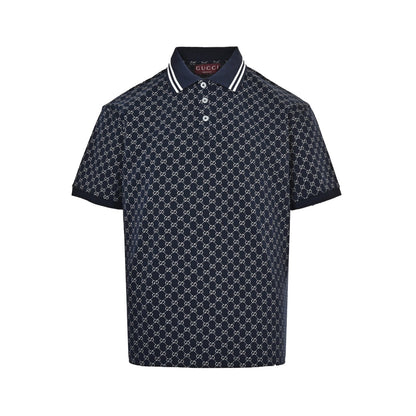 25ss full printed jacquard Polo short sleeved shirt