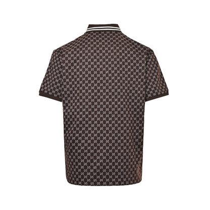 25ss full printed jacquard Polo short sleeved shirt
