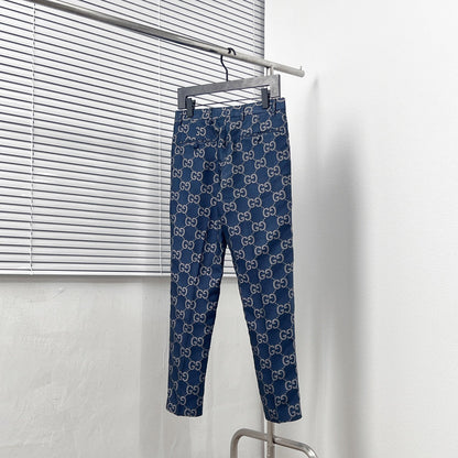 cotton jacquard trousers