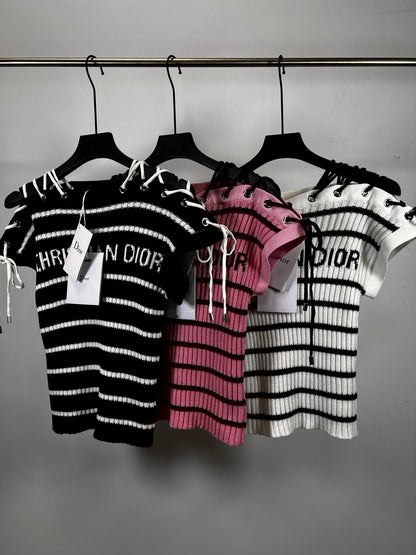 25SS Striped knitted top