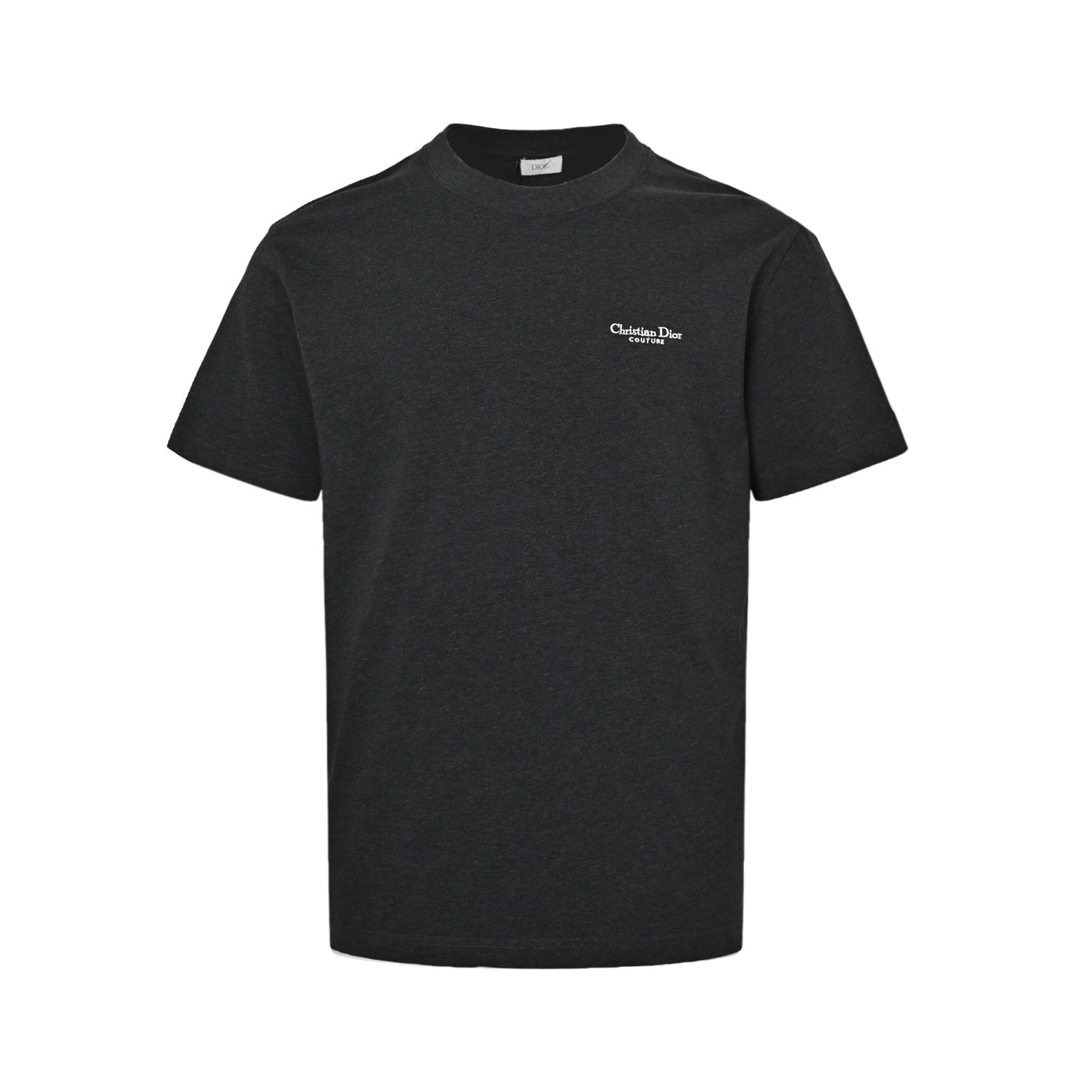 25ss Embroidered letters in dark gray short sleeves