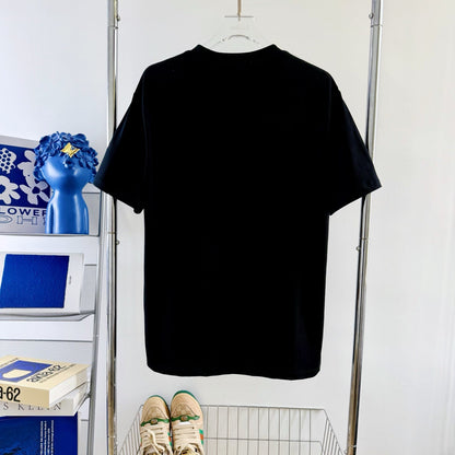 25 letters embroidered round neck short sleeve T-shirt