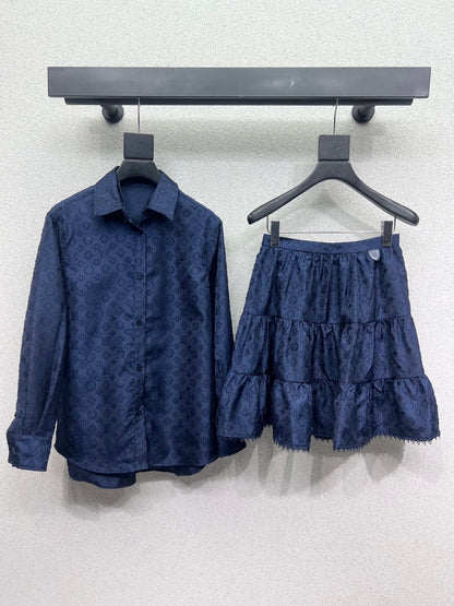 25 new classic jacquard shirt + skirt suit