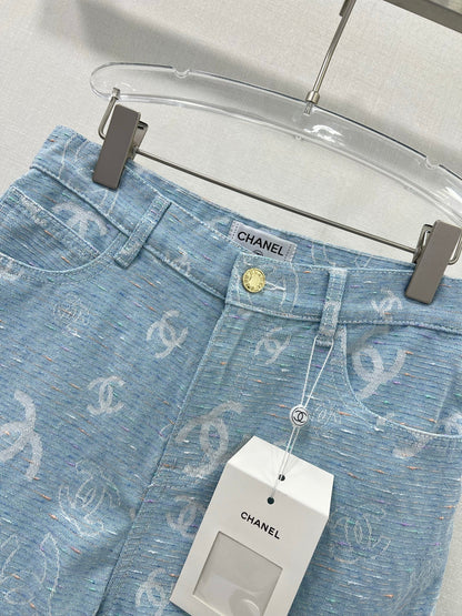 25SS Macaron pulled full denim shorts