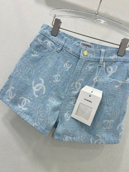 25SS Macaron pulled full denim shorts