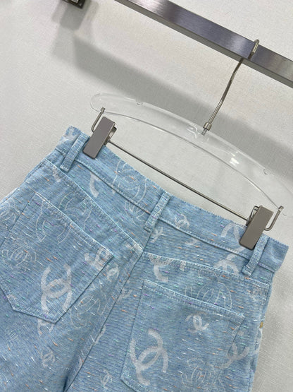 25SS Macaron pulled full denim shorts