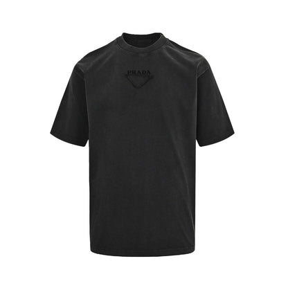 25ss Embroidered triangular fabric logo short sleeved shirt for vintage use