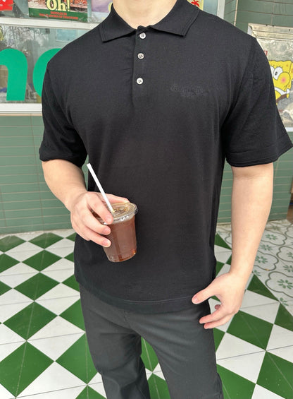 25ss Signature letter embroidery knitted Polo short sleeved shirt