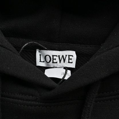 Hooded sweatshirt with embossed leather patch on chest