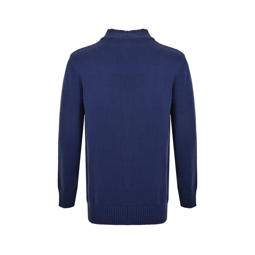Half-zip sweater with jacquard lettering on chest