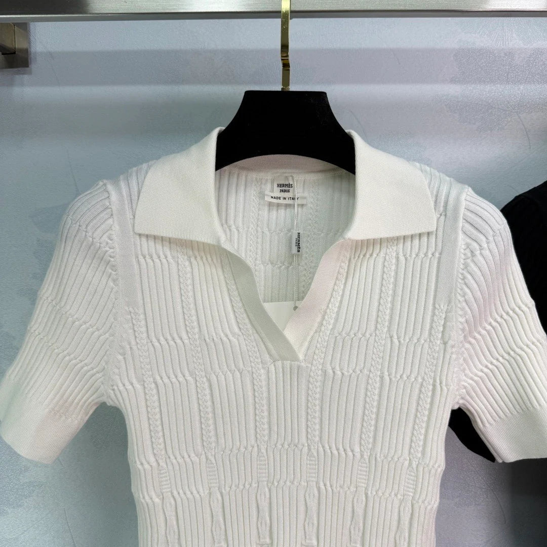 25ss Lapel Knit Lapel Short Sleeve