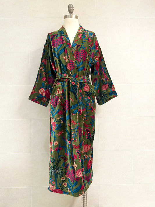 FOREST FLORAL VELVET ROBE
