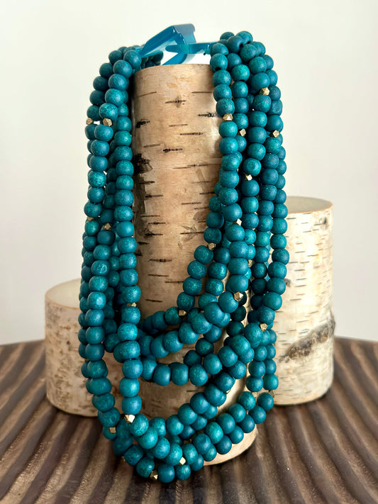 TURQUOISE WOOD NECKLACE