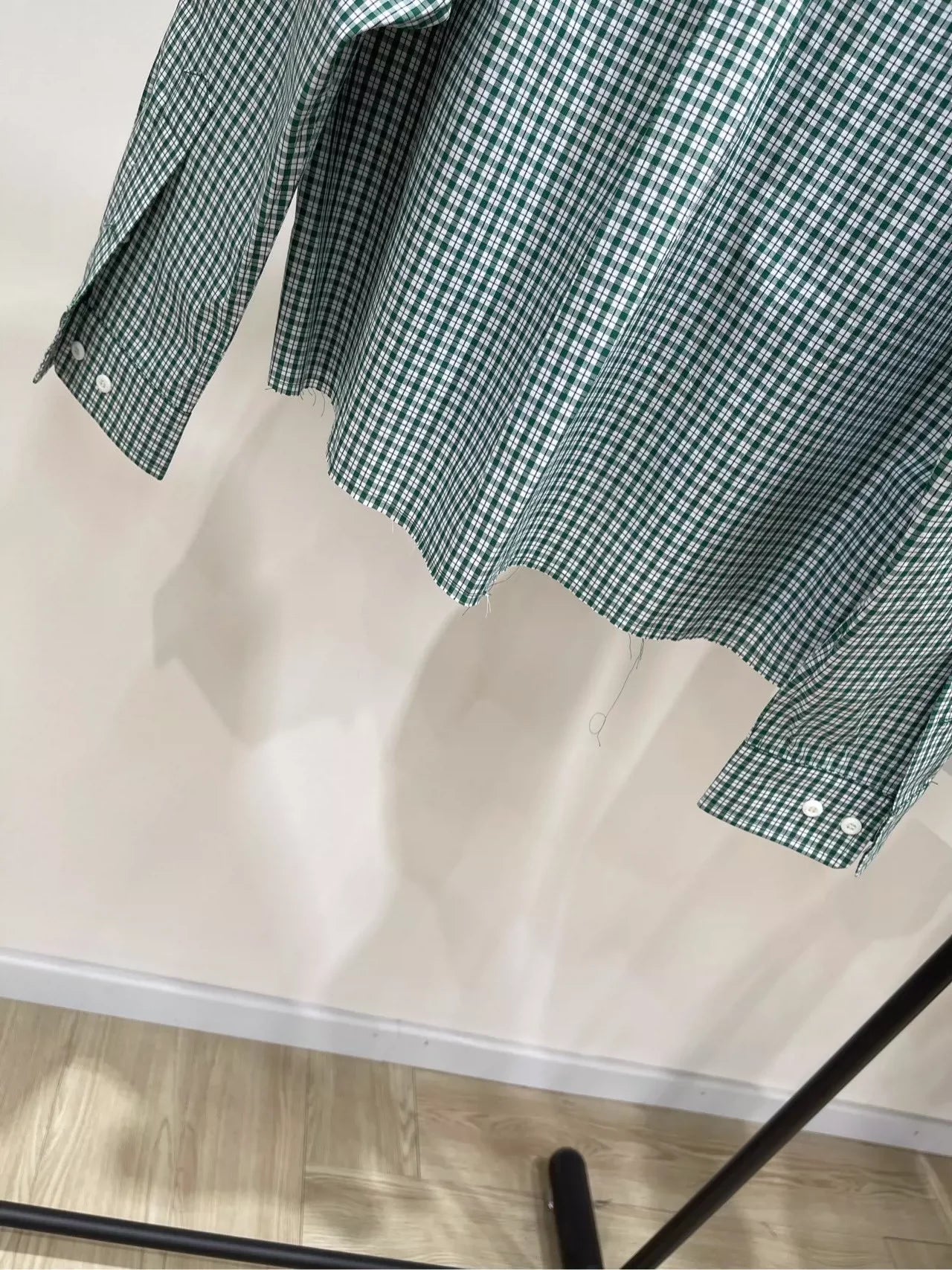 M 25 Green Check Raw Edge Long Sleeve Shirt（Does not include shorts）