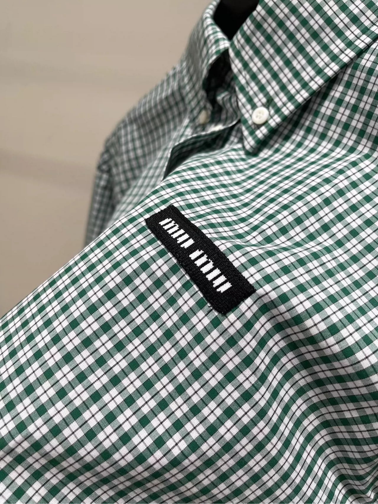 M 25 Green Check Raw Edge Long Sleeve Shirt（Does not include shorts）