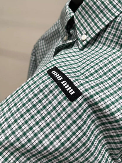 M 25 Green Check Raw Edge Long Sleeve Shirt（Does not include shorts）