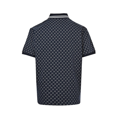 25ss full printed jacquard Polo short sleeved shirt