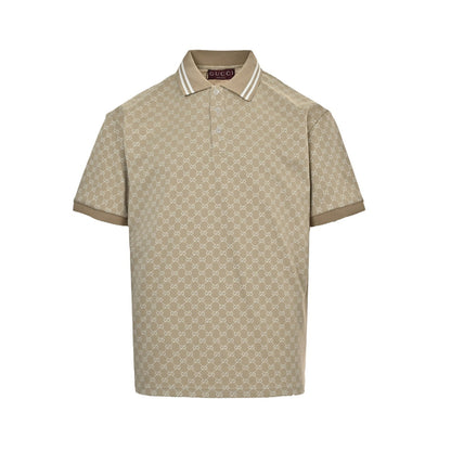 25ss full printed jacquard Polo short sleeved shirt