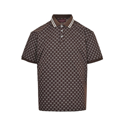 25ss full printed jacquard Polo short sleeved shirt