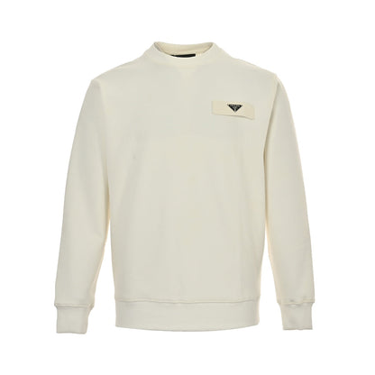 25SS Round neck sweatshirt with triangle logo on the side