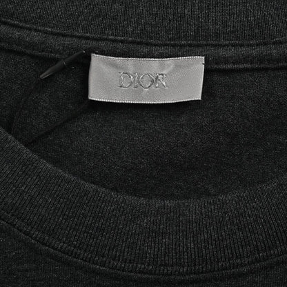 25ss Embroidered letters in dark gray short sleeves