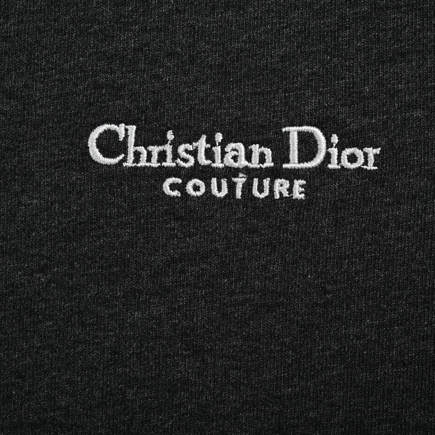 25ss Embroidered letters in dark gray short sleeves
