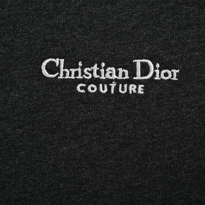 25ss Embroidered letters in dark gray short sleeves