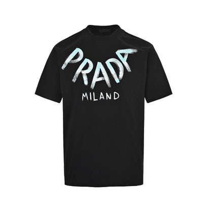 25ss collar with large letter logo printed short sleeved shirt