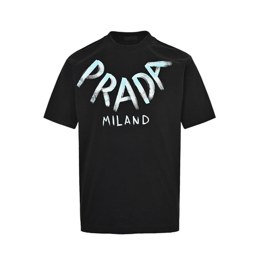 25ss collar with large letter logo printed short sleeved shirt