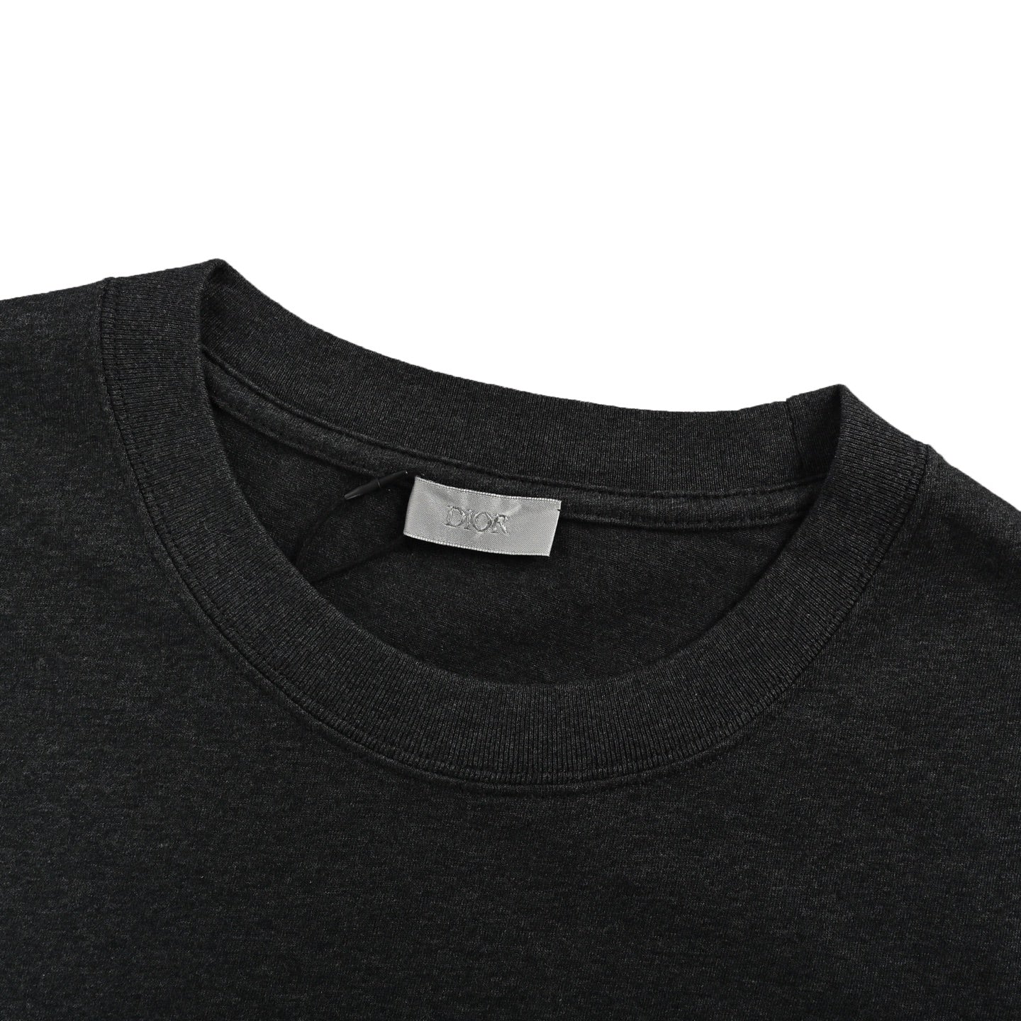 25ss Embroidered letters in dark gray short sleeves