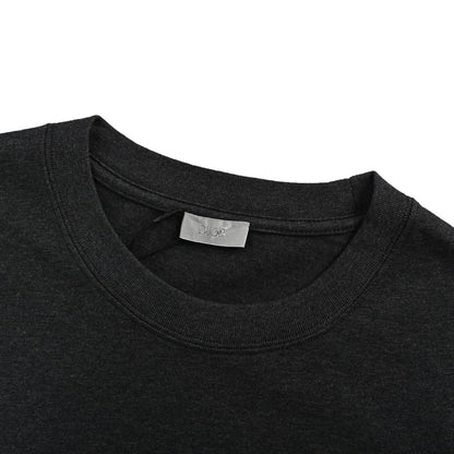 25ss Embroidered letters in dark gray short sleeves