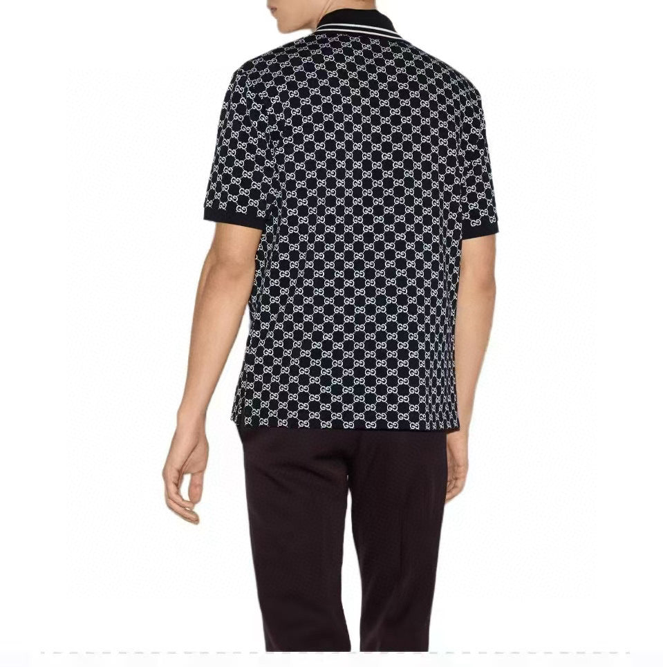 25ss full printed jacquard Polo short sleeved shirt