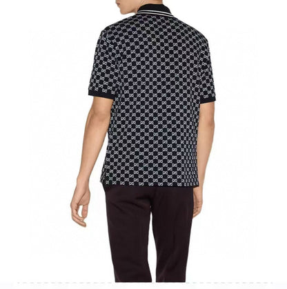 25ss full printed jacquard Polo short sleeved shirt