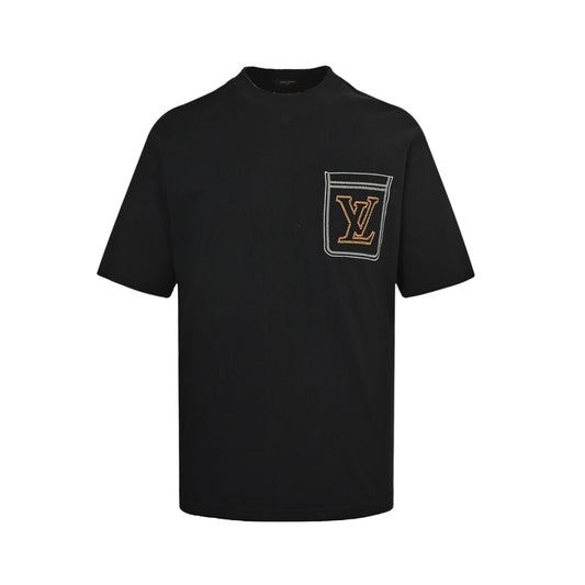 25ss Line fake pocket embroidered short sleeved shirt